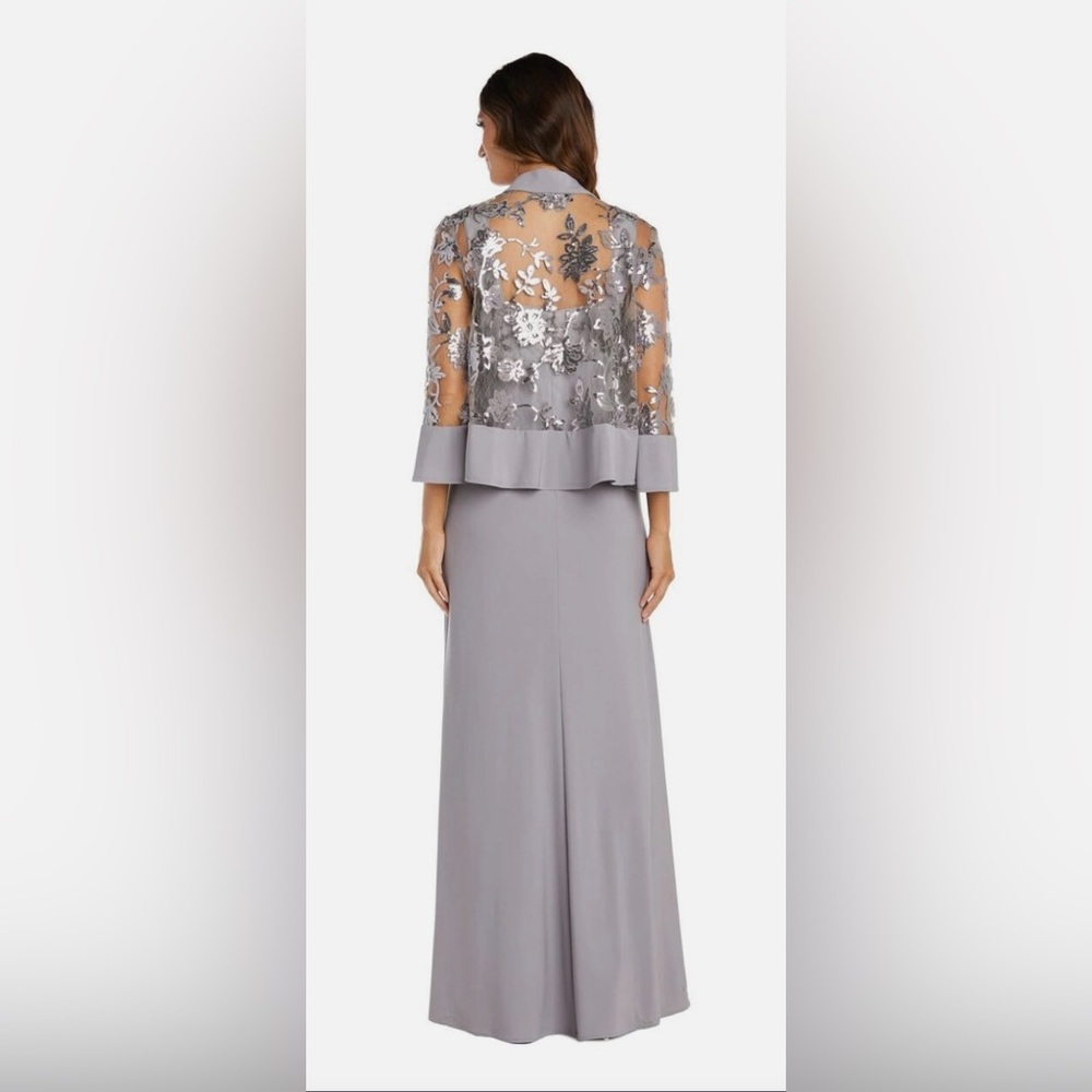 BRAND NEW Grey with Silver Sequin and Lace R&M RICHARDS DRESS SIZE 6 - Picture 6 of 11